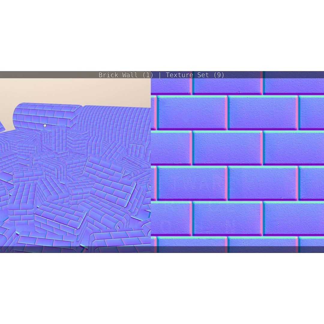 Brick Wall 3D Model – Seamless PBR Texture Set, FBX, OBJ - View 181