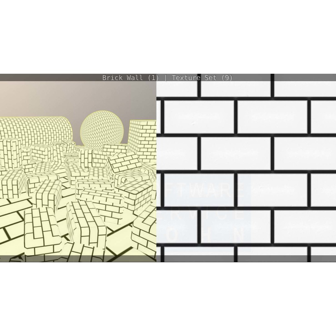 Brick Wall 3D Model – Seamless PBR Texture Set, FBX, OBJ - View 185