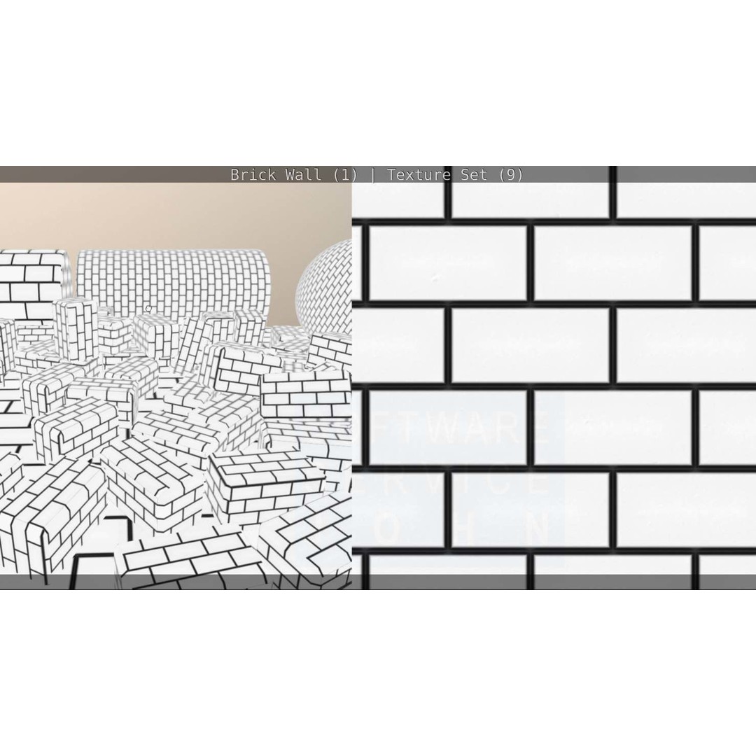 Brick Wall 3D Model – Seamless PBR Texture Set, FBX, OBJ - View 186