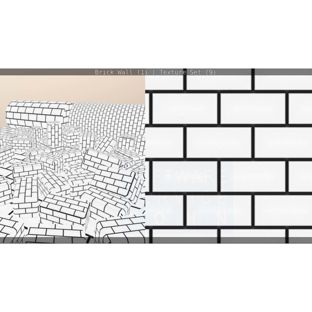Brick Wall 3D Model – Seamless PBR Texture Set, FBX, OBJ - View 187