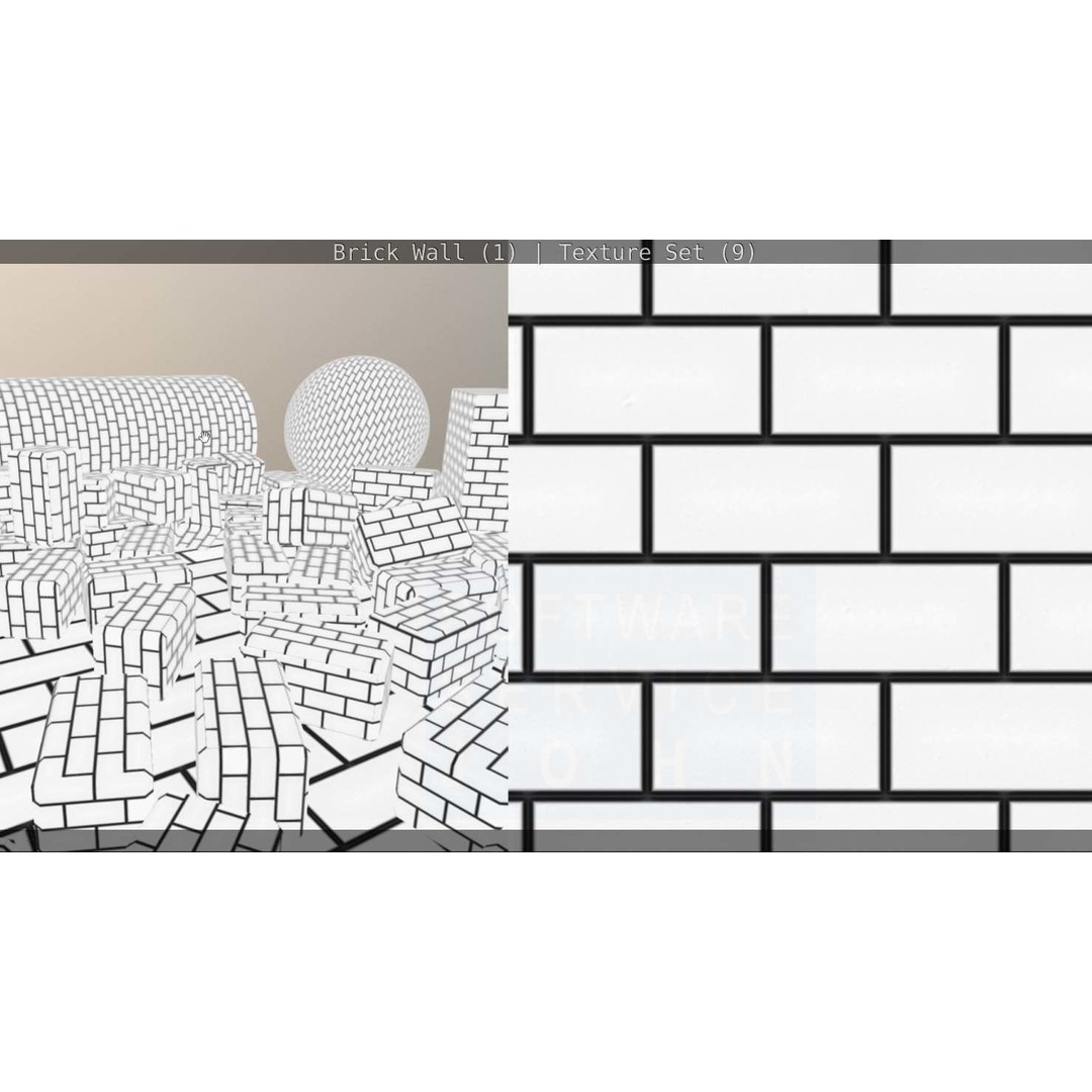 Brick Wall 3D Model – Seamless PBR Texture Set, FBX, OBJ - View 190