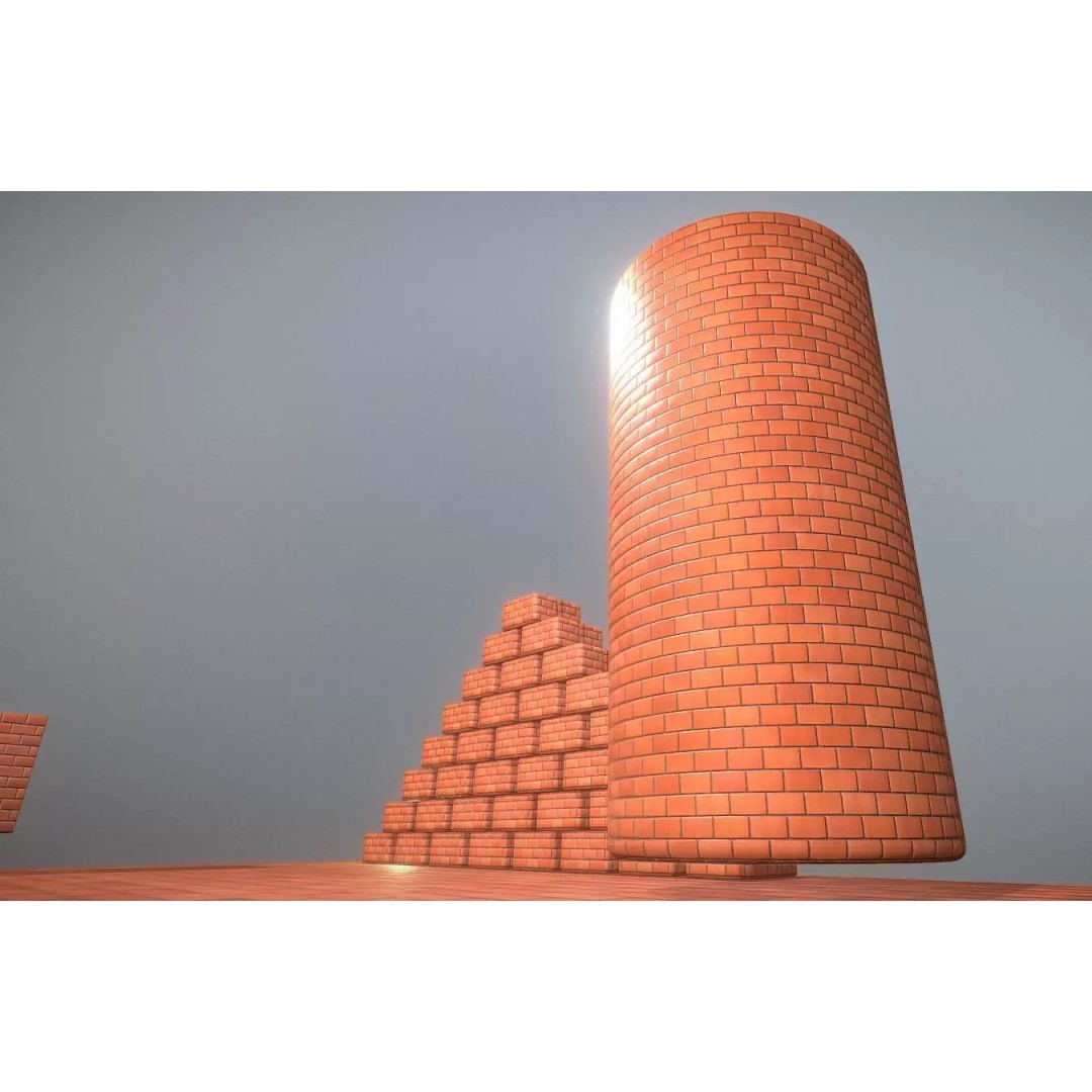 Brick Wall 3D Model – Seamless PBR Texture Set, FBX, OBJ - View 2