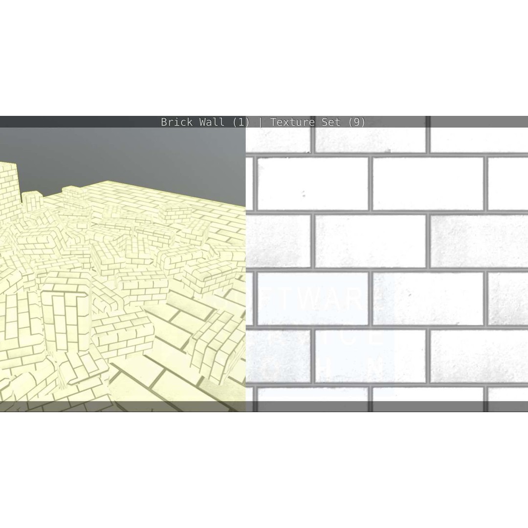 Brick Wall 3D Model – Seamless PBR Texture Set, FBX, OBJ - View 200