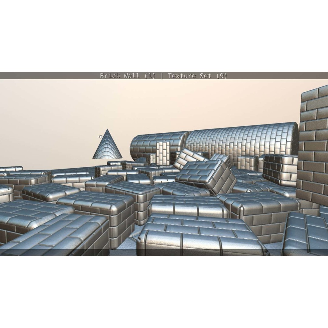Brick Wall 3D Model – Seamless PBR Texture Set, FBX, OBJ - View 215