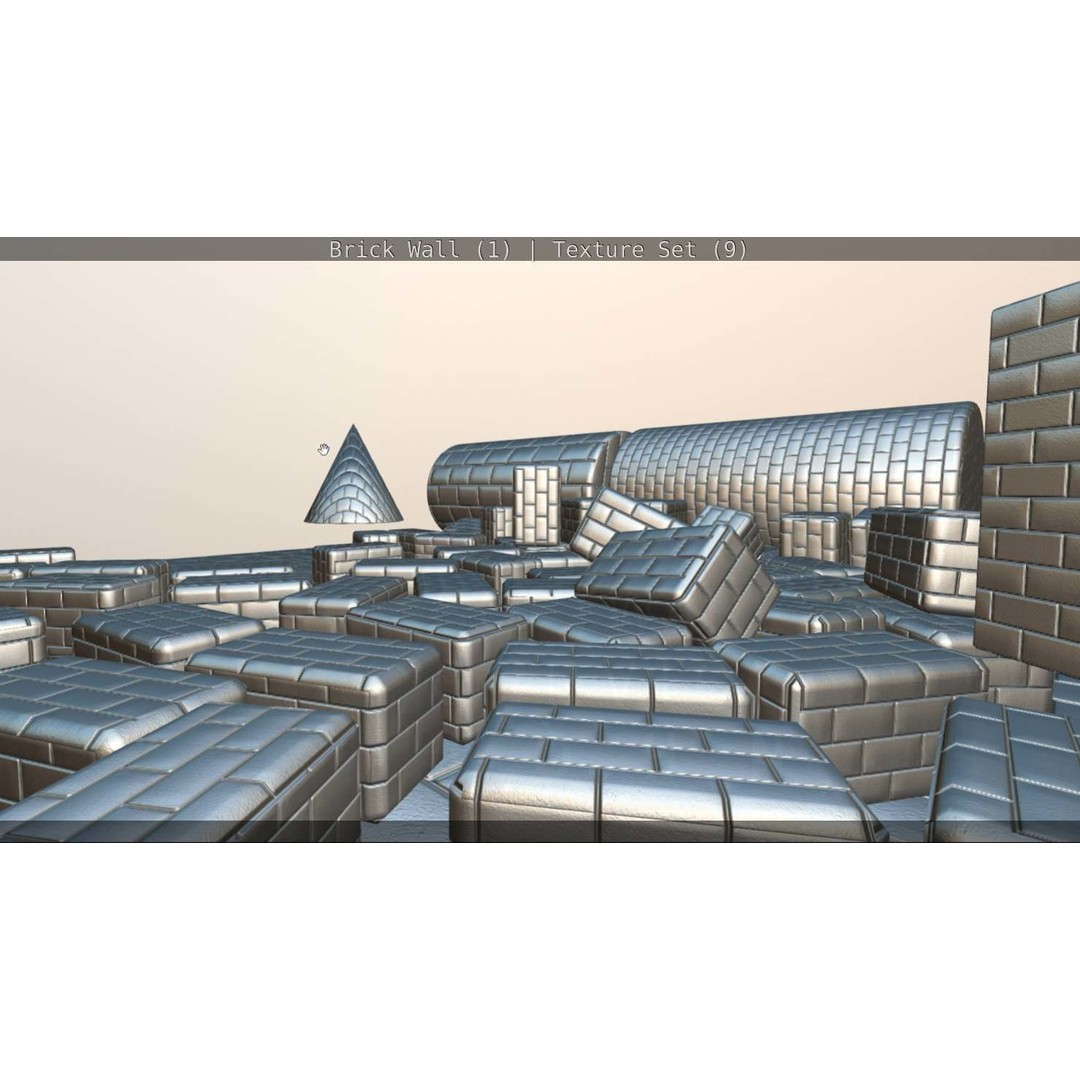 Brick Wall 3D Model – Seamless PBR Texture Set, FBX, OBJ - View 216