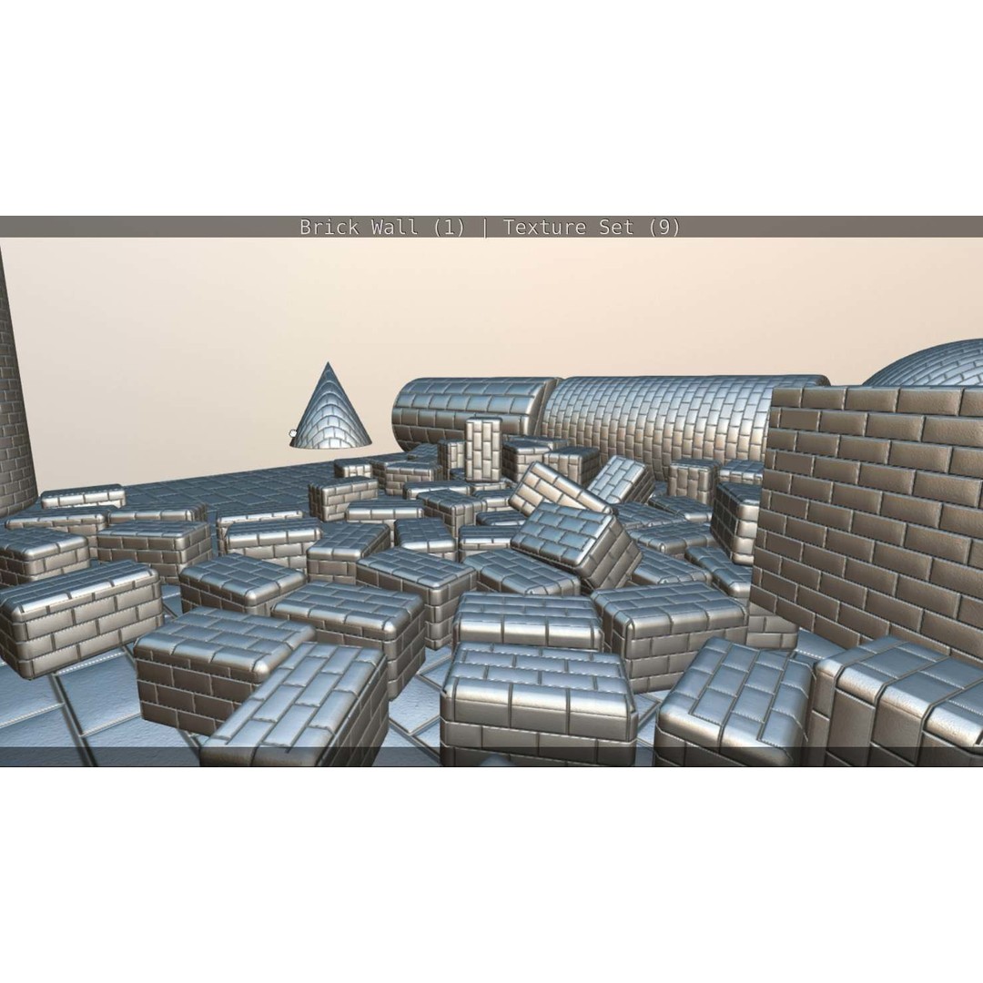 Brick Wall 3D Model – Seamless PBR Texture Set, FBX, OBJ - View 219