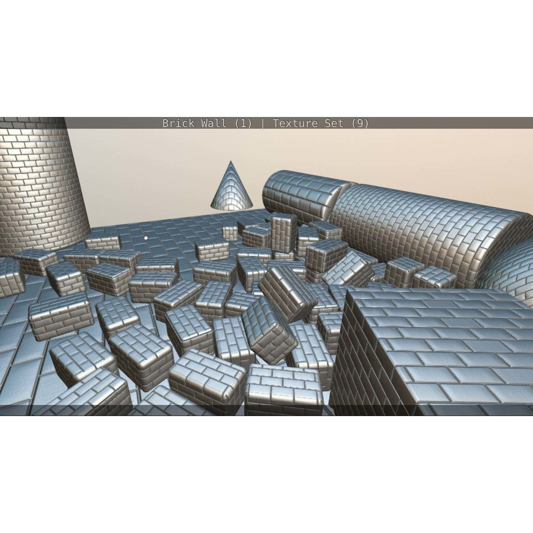 Brick Wall 3D Model – Seamless PBR Texture Set, FBX, OBJ - View 221