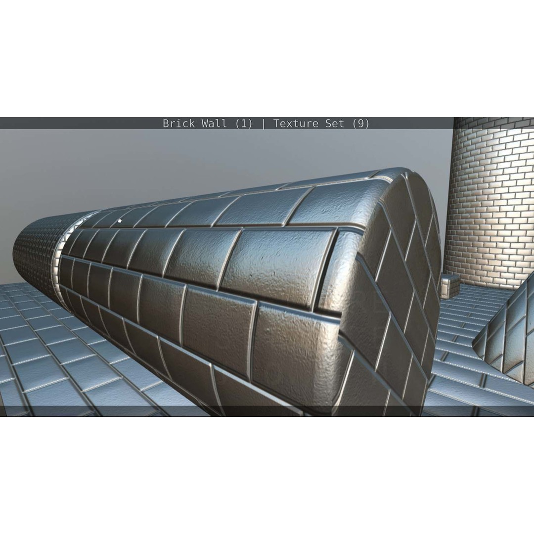 Brick Wall 3D Model – Seamless PBR Texture Set, FBX, OBJ - View 224