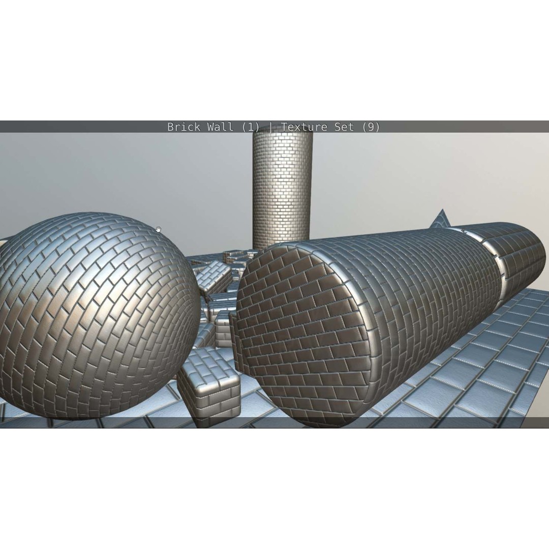 Brick Wall 3D Model – Seamless PBR Texture Set, FBX, OBJ - View 225