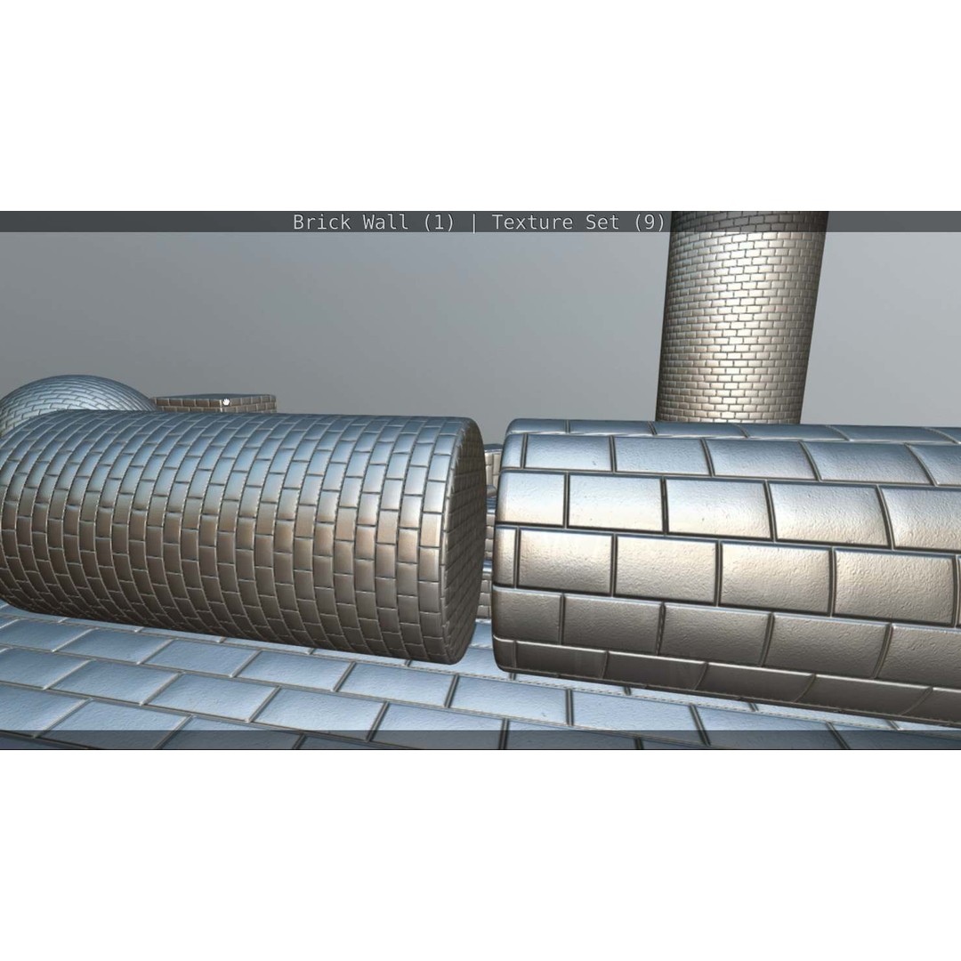 Brick Wall 3D Model – Seamless PBR Texture Set, FBX, OBJ - View 226