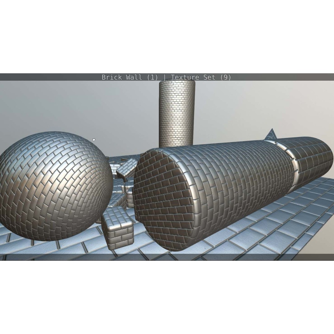 Brick Wall 3D Model – Seamless PBR Texture Set, FBX, OBJ - View 228