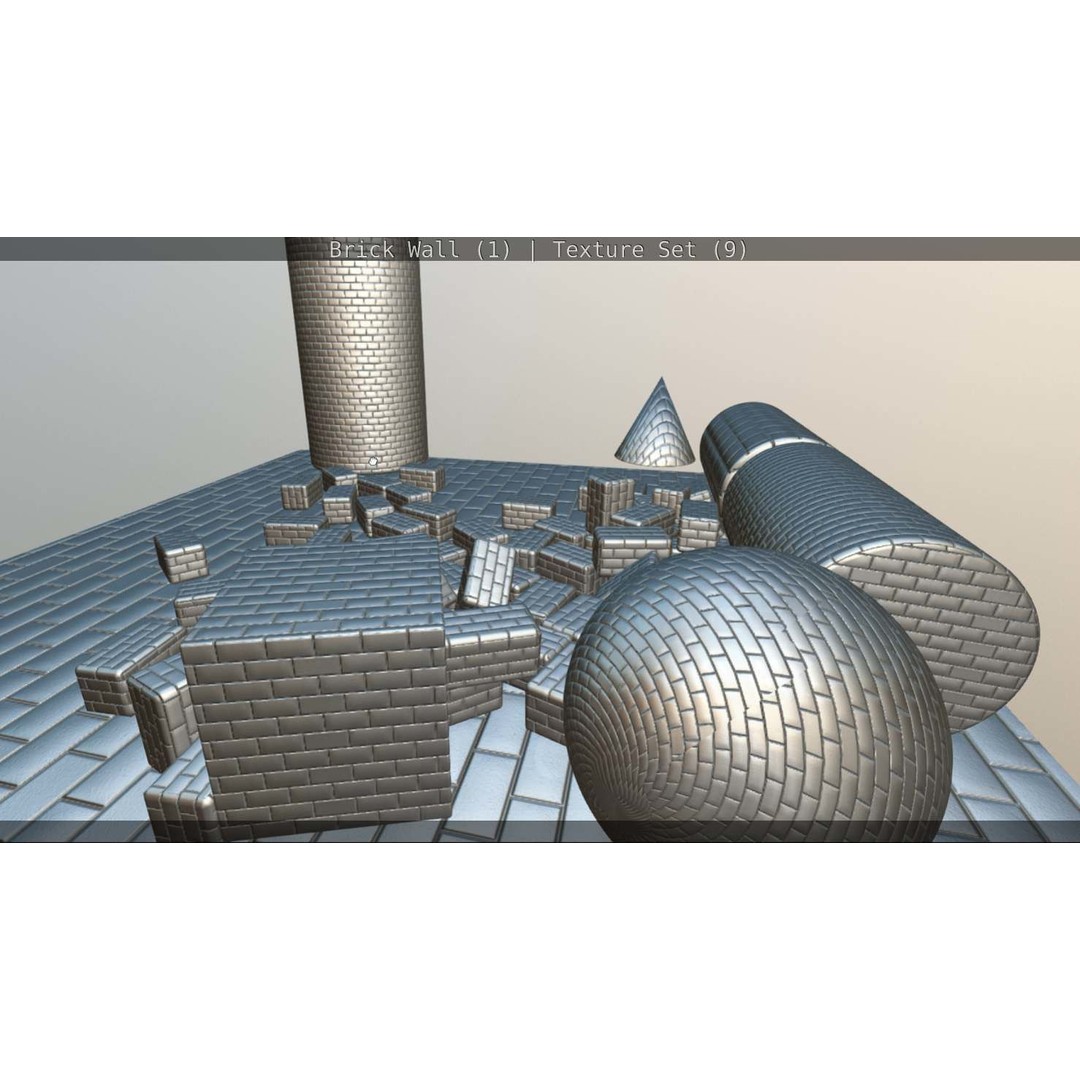 Brick Wall 3D Model – Seamless PBR Texture Set, FBX, OBJ - View 229