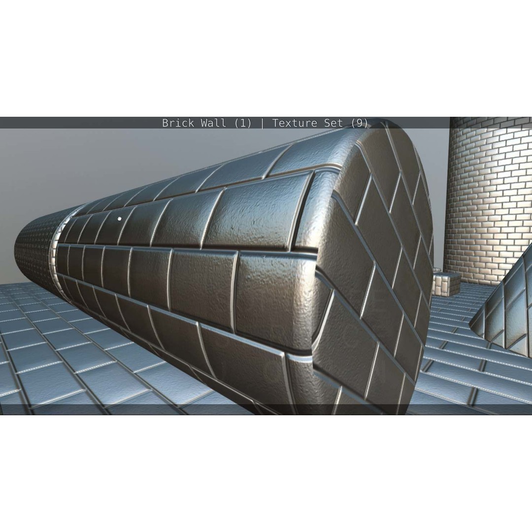 Brick Wall 3D Model – Seamless PBR Texture Set, FBX, OBJ - View 230