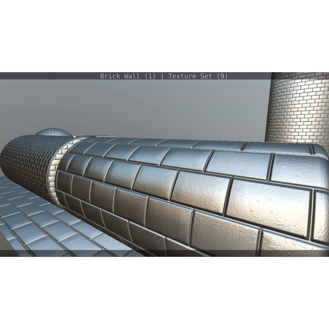 Brick Wall 3D Model – Seamless PBR Texture Set, FBX, OBJ - View 232