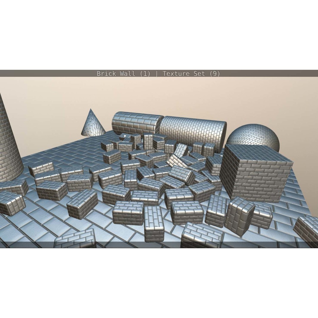 Brick Wall 3D Model – Seamless PBR Texture Set, FBX, OBJ - View 233