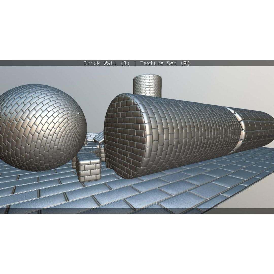 Brick Wall 3D Model – Seamless PBR Texture Set, FBX, OBJ - View 234