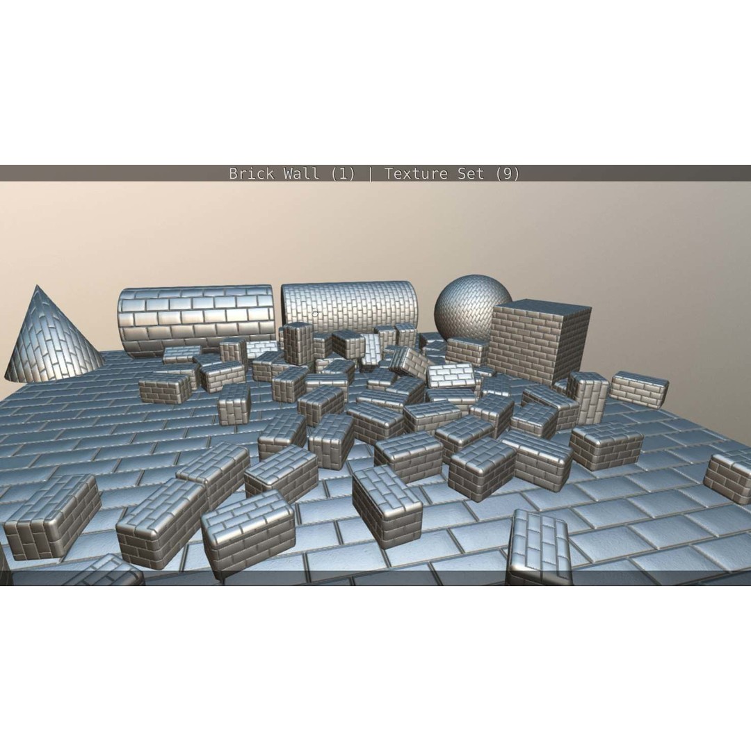 Brick Wall 3D Model – Seamless PBR Texture Set, FBX, OBJ - View 235