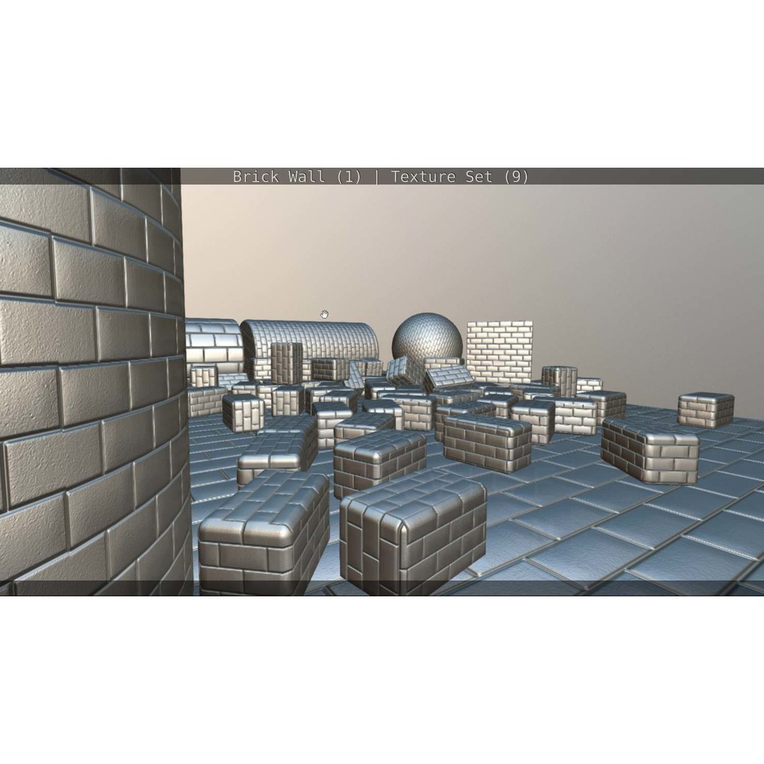 Brick Wall 3D Model – Seamless PBR Texture Set, FBX, OBJ - View 238