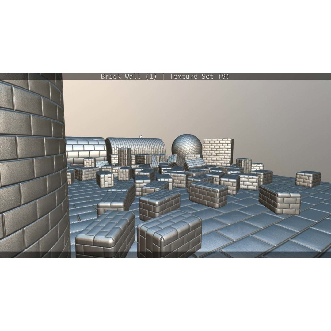 Brick Wall 3D Model – Seamless PBR Texture Set, FBX, OBJ - View 241