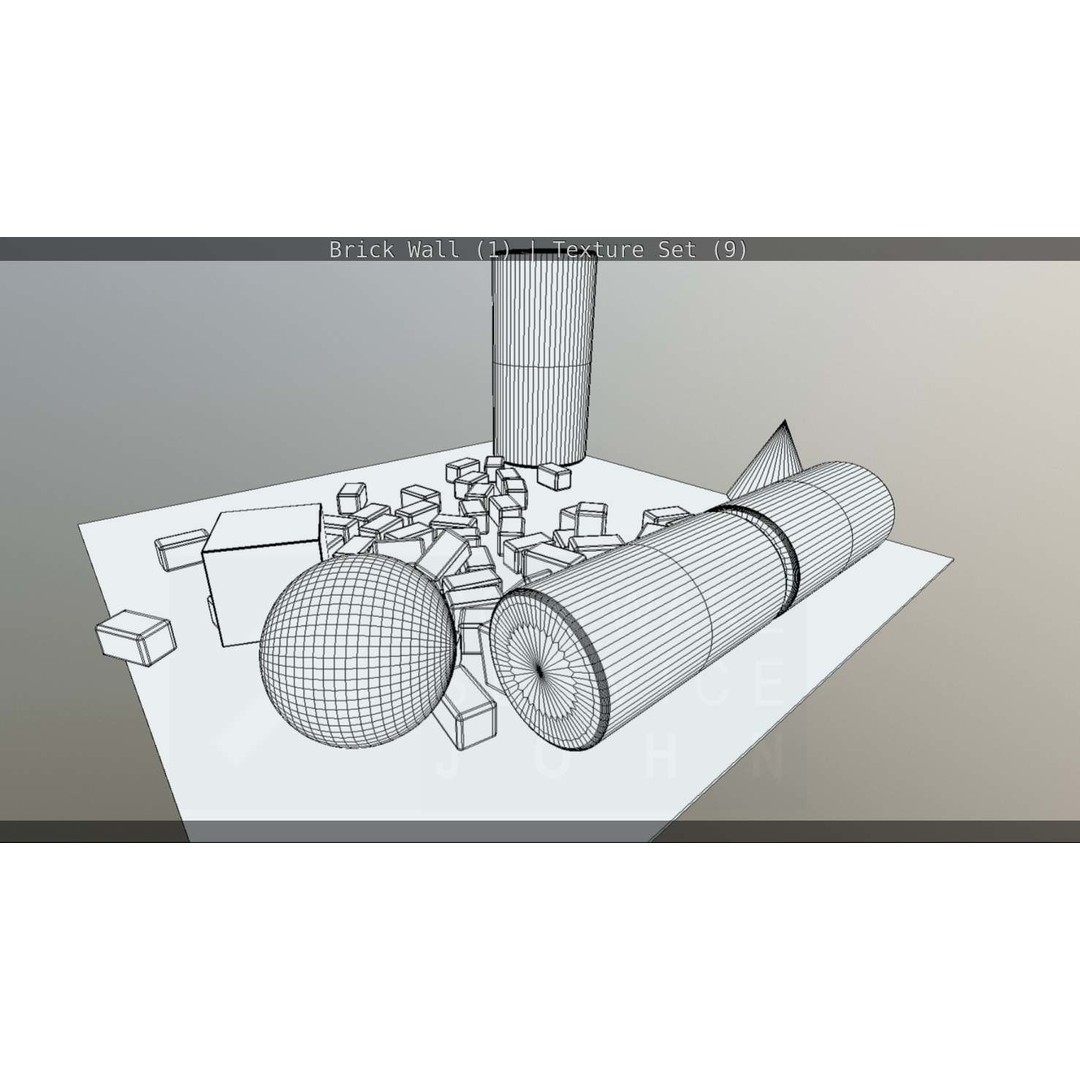 Brick Wall 3D Model – Seamless PBR Texture Set, FBX, OBJ - View 243