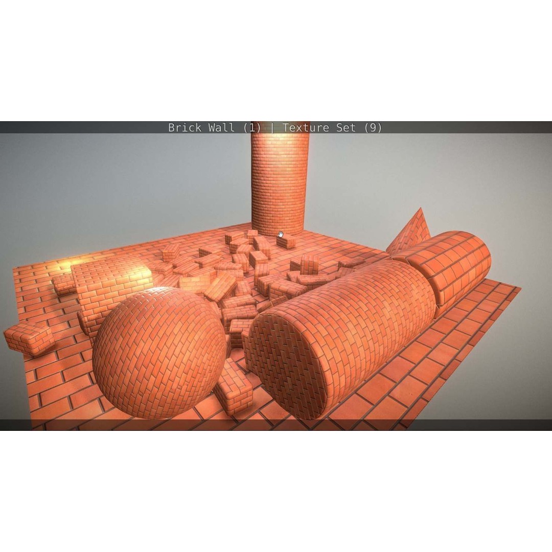 Brick Wall 3D Model – Seamless PBR Texture Set, FBX, OBJ - View 248
