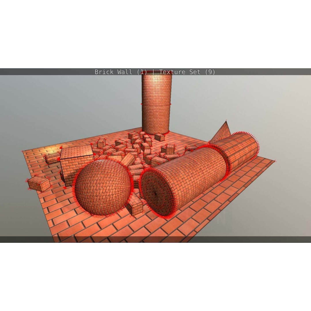 Brick Wall 3D Model – Seamless PBR Texture Set, FBX, OBJ - View 249