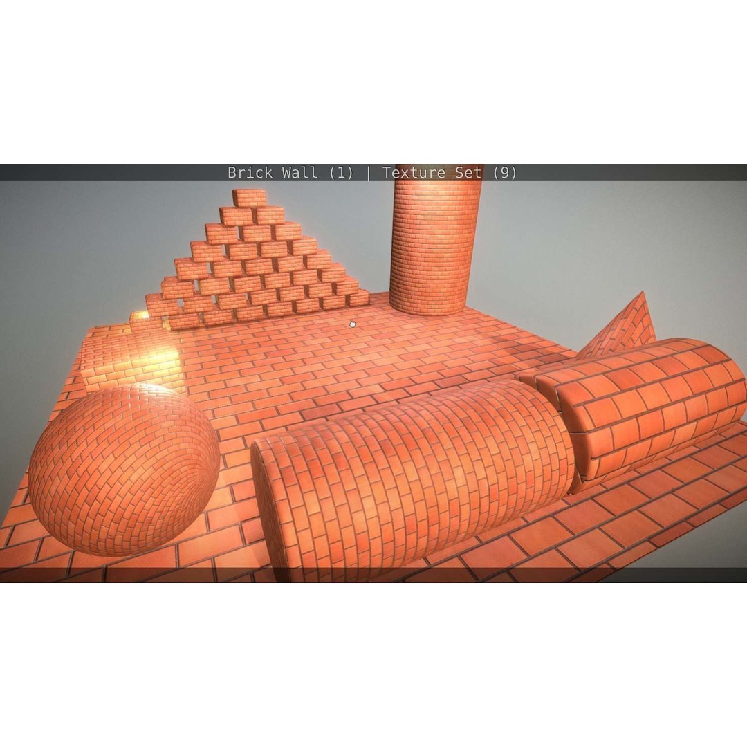 Brick Wall 3D Model – Seamless PBR Texture Set, FBX, OBJ - View 251