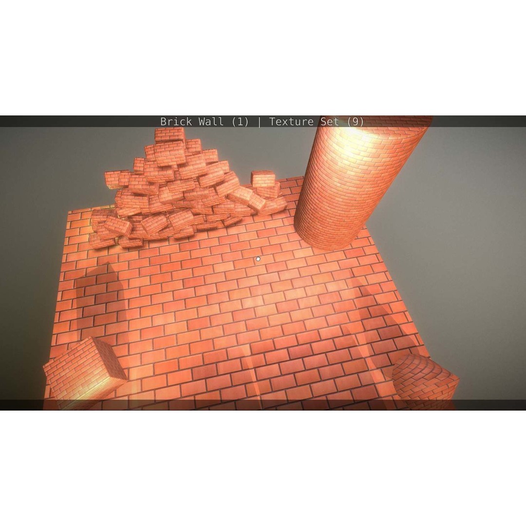 Brick Wall 3D Model – Seamless PBR Texture Set, FBX, OBJ - View 252