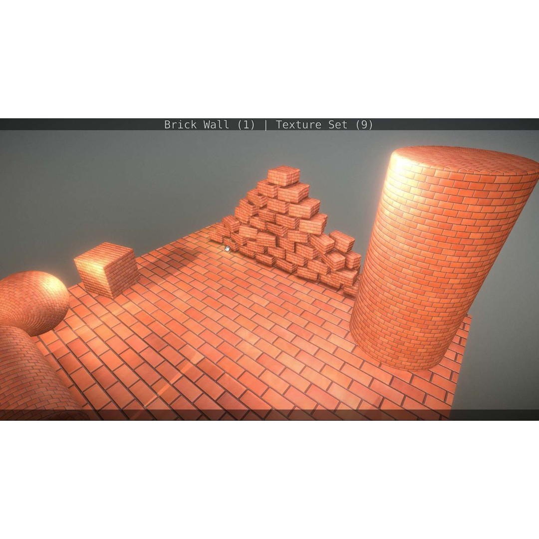 Brick Wall 3D Model – Seamless PBR Texture Set, FBX, OBJ - View 253