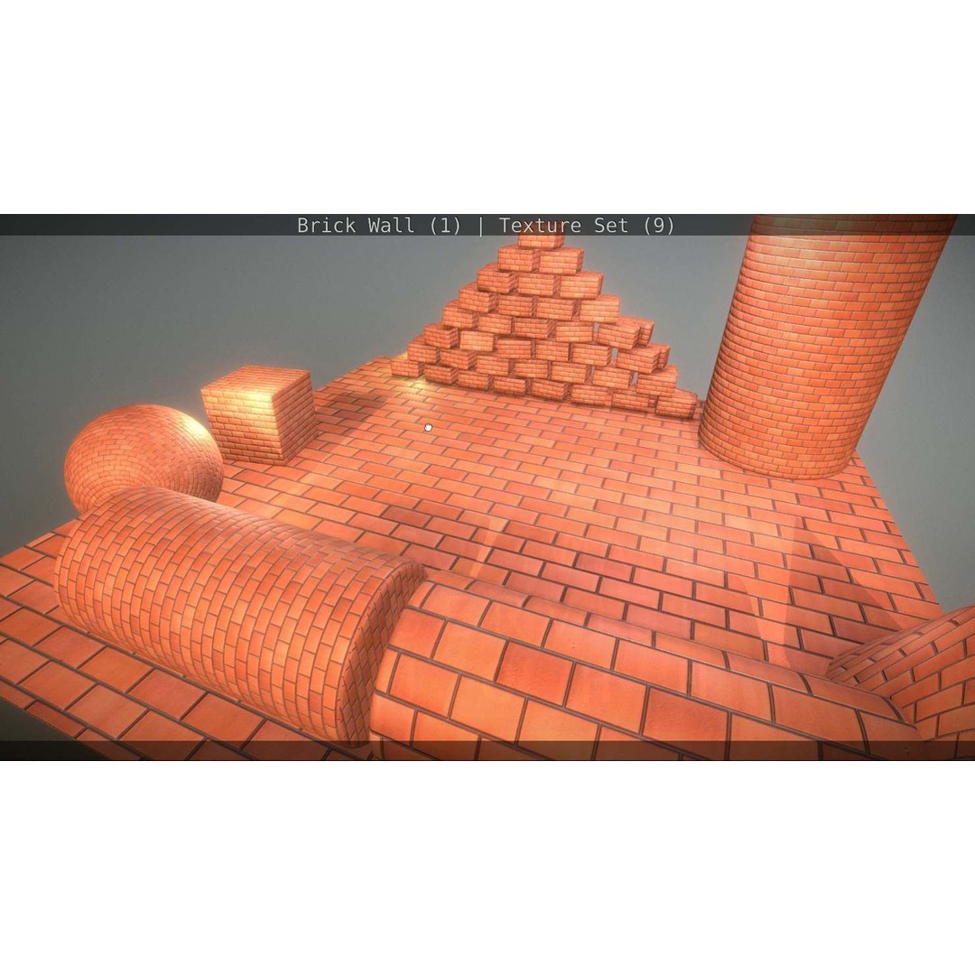 Brick Wall 3D Model – Seamless PBR Texture Set, FBX, OBJ - View 255