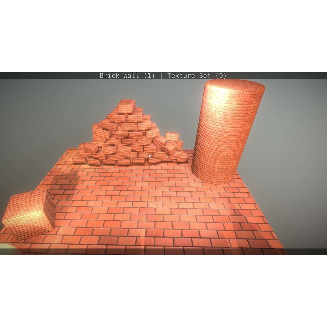 Brick Wall 3D Model – Seamless PBR Texture Set, FBX, OBJ - View 256