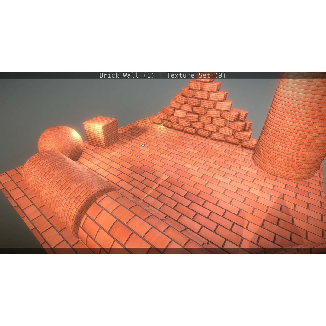 Brick Wall 3D Model – Seamless PBR Texture Set, FBX, OBJ - View 257