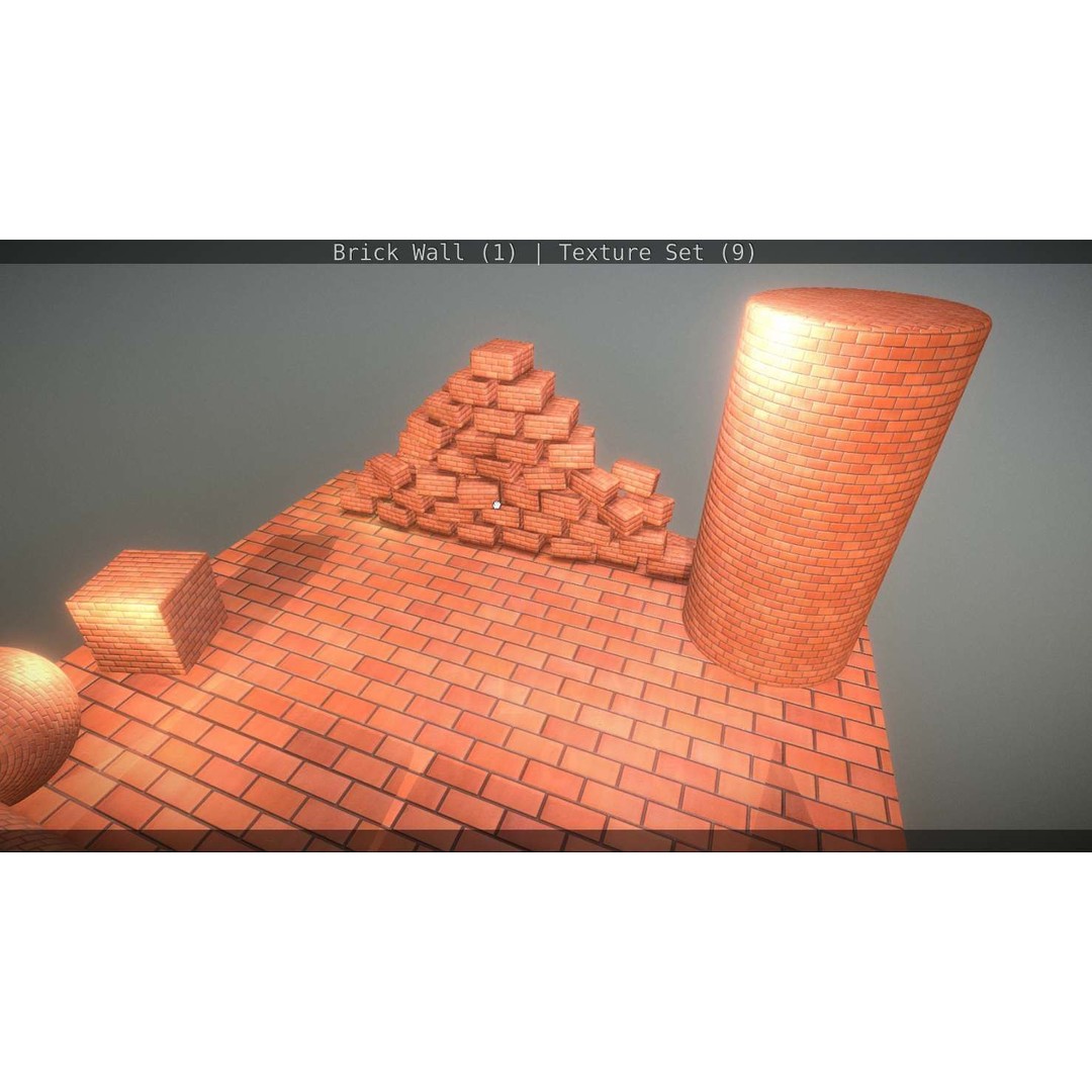 Brick Wall 3D Model – Seamless PBR Texture Set, FBX, OBJ - View 258
