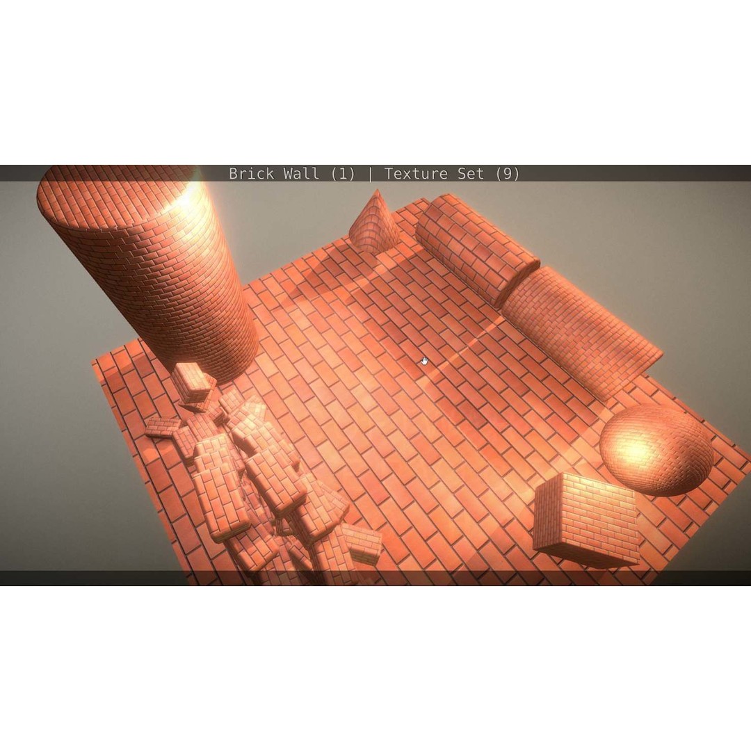 Brick Wall 3D Model – Seamless PBR Texture Set, FBX, OBJ - View 261
