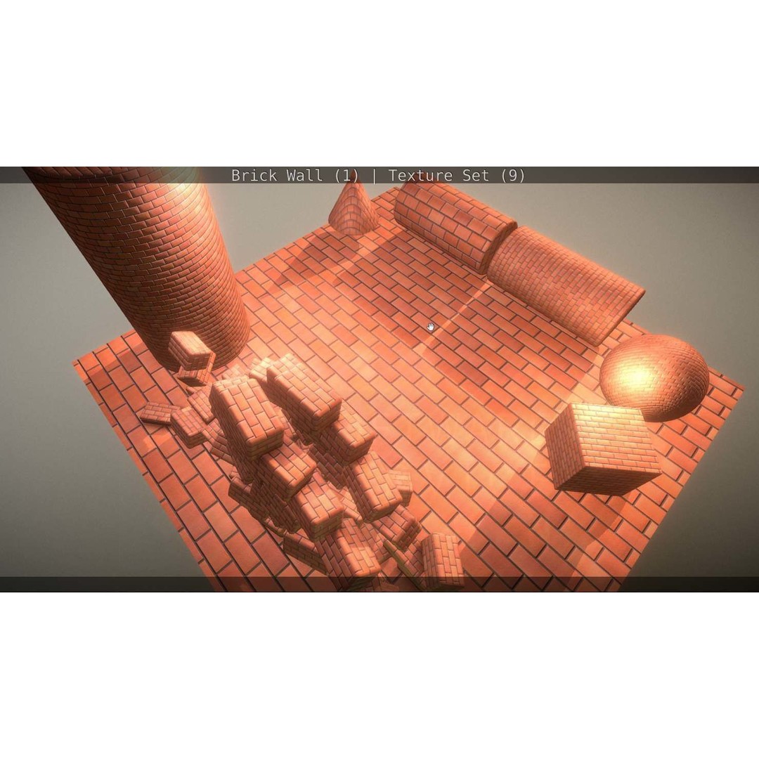 Brick Wall 3D Model – Seamless PBR Texture Set, FBX, OBJ - View 263