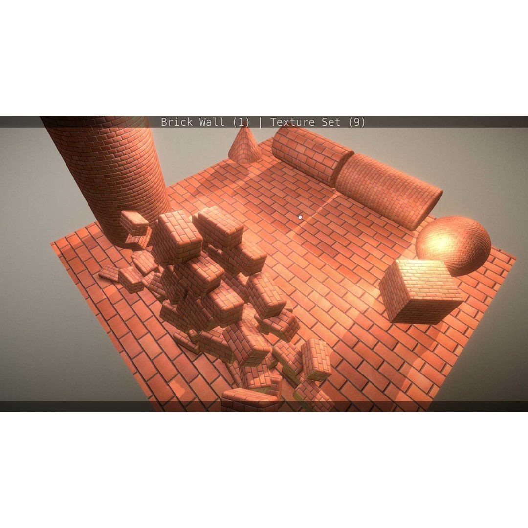 Brick Wall 3D Model – Seamless PBR Texture Set, FBX, OBJ - View 265