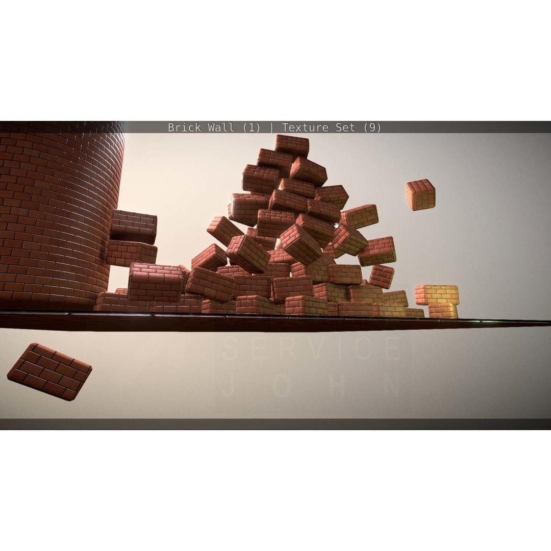Brick Wall 3D Model – Seamless PBR Texture Set, FBX, OBJ - View 267