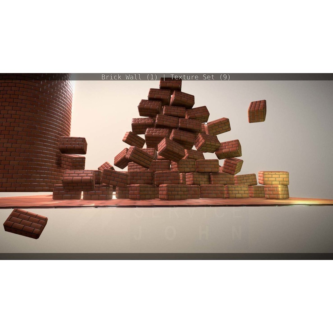Brick Wall 3D Model – Seamless PBR Texture Set, FBX, OBJ - View 269