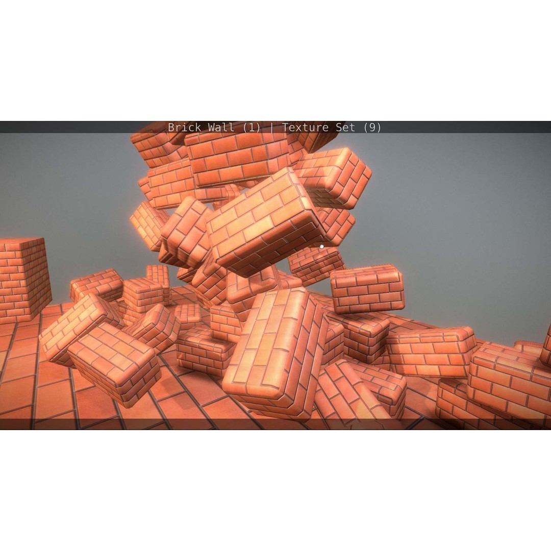 Brick Wall 3D Model – Seamless PBR Texture Set, FBX, OBJ - View 270
