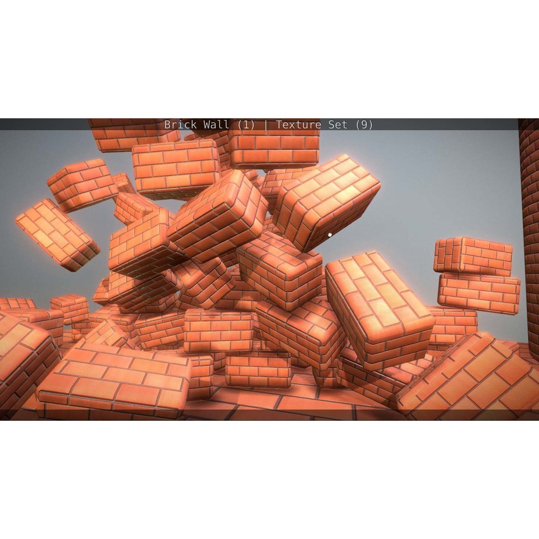Brick Wall 3D Model – Seamless PBR Texture Set, FBX, OBJ - View 273