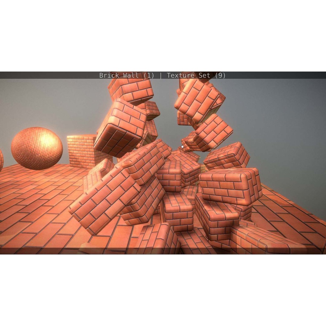 Brick Wall 3D Model – Seamless PBR Texture Set, FBX, OBJ - View 274