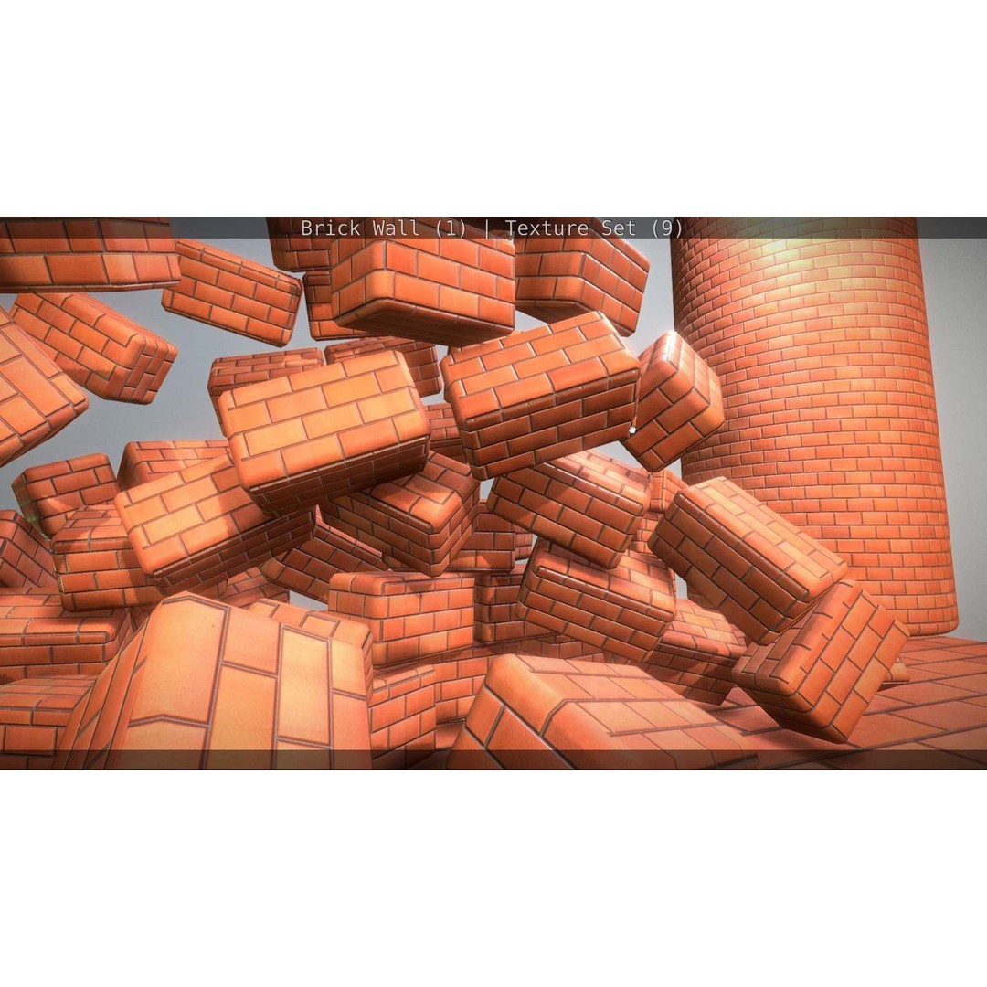 Brick Wall 3D Model – Seamless PBR Texture Set, FBX, OBJ - View 275