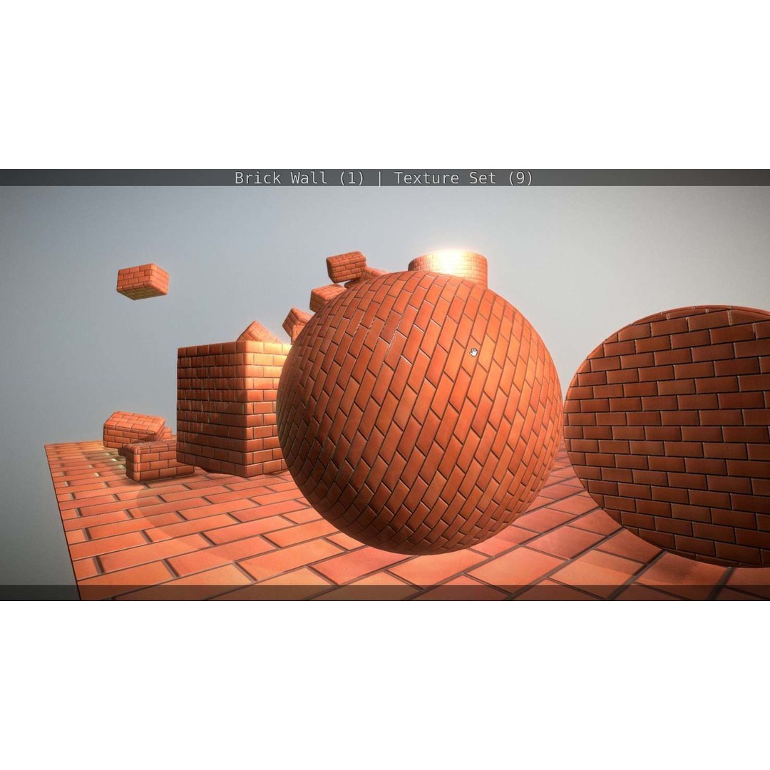 Brick Wall 3D Model – Seamless PBR Texture Set, FBX, OBJ - View 283