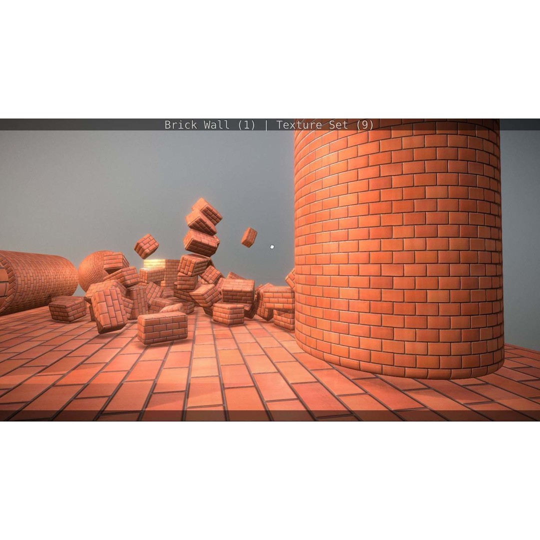 Brick Wall 3D Model – Seamless PBR Texture Set, FBX, OBJ - View 287