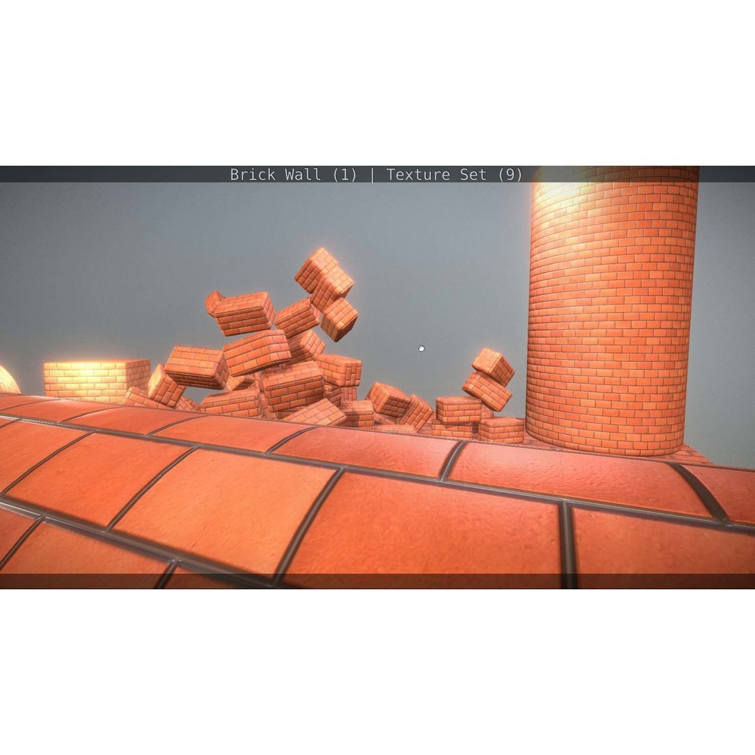 Brick Wall 3D Model – Seamless PBR Texture Set, FBX, OBJ - View 288