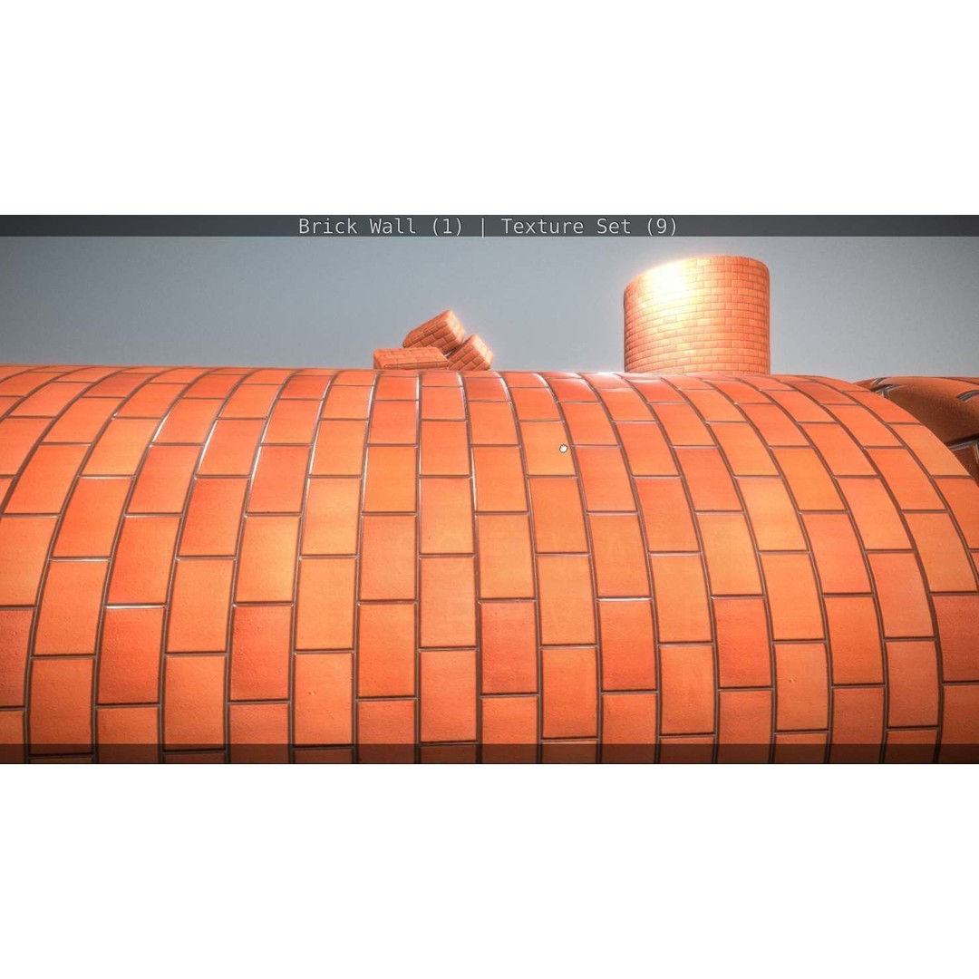 Brick Wall 3D Model – Seamless PBR Texture Set, FBX, OBJ - View 290