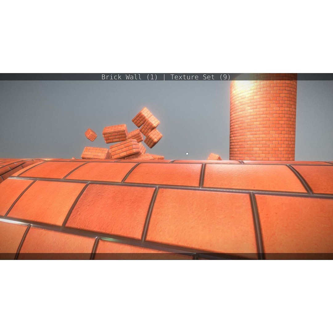 Brick Wall 3D Model – Seamless PBR Texture Set, FBX, OBJ - View 291