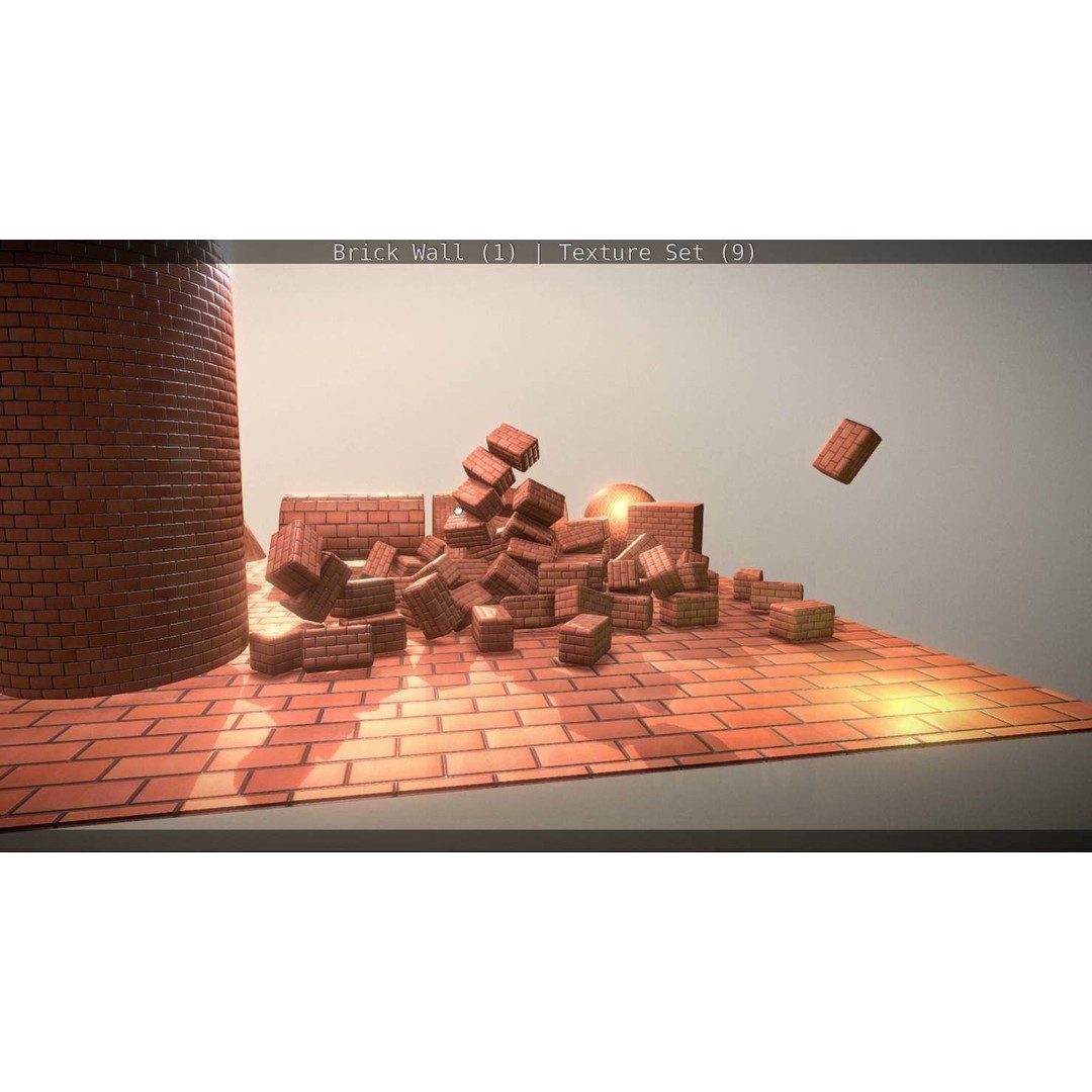 Brick Wall 3D Model – Seamless PBR Texture Set, FBX, OBJ - View 295