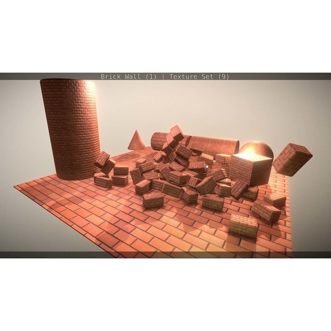 Brick Wall 3D Model – Seamless PBR Texture Set, FBX, OBJ - View 297