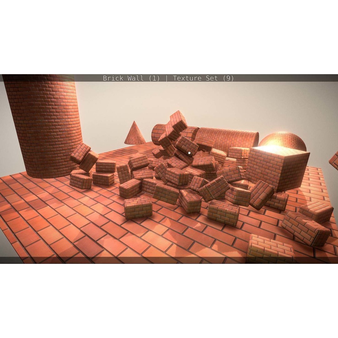 Brick Wall 3D Model – Seamless PBR Texture Set, FBX, OBJ - View 298